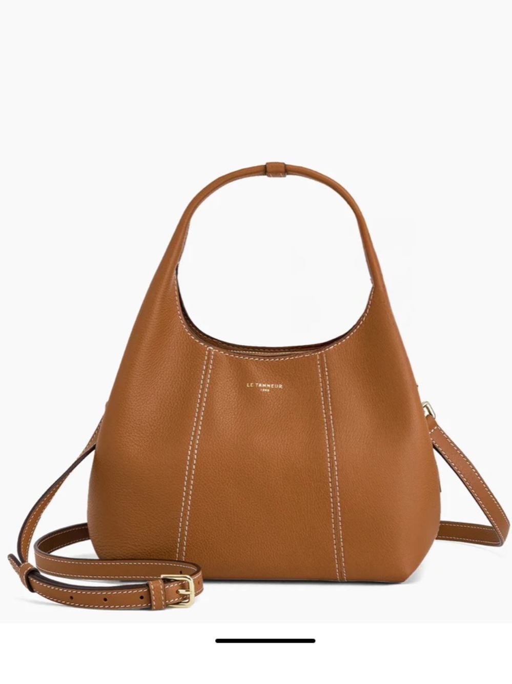 NWT Le Tanneur Small Juliette Handbag in Tan Brown Grained Leather - Picture 2 of 10